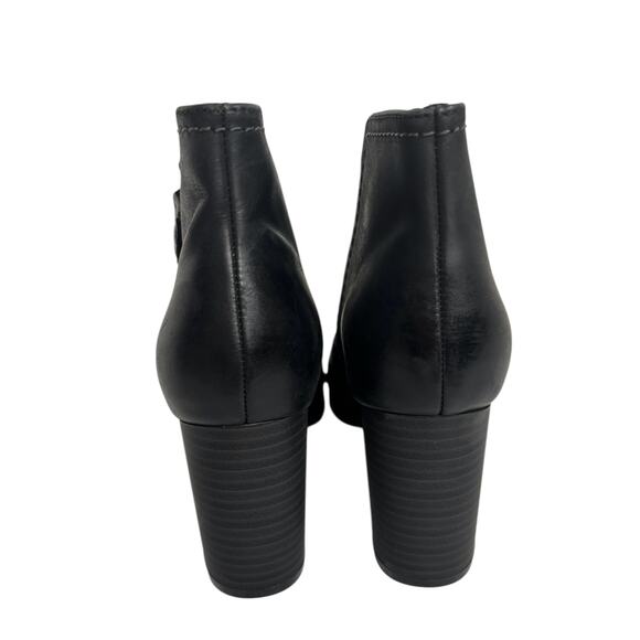 Clarks Bayla Glow Black Leather Comfort Stacked Heel Bootie Women's Size 11 - Picture 7 of 10